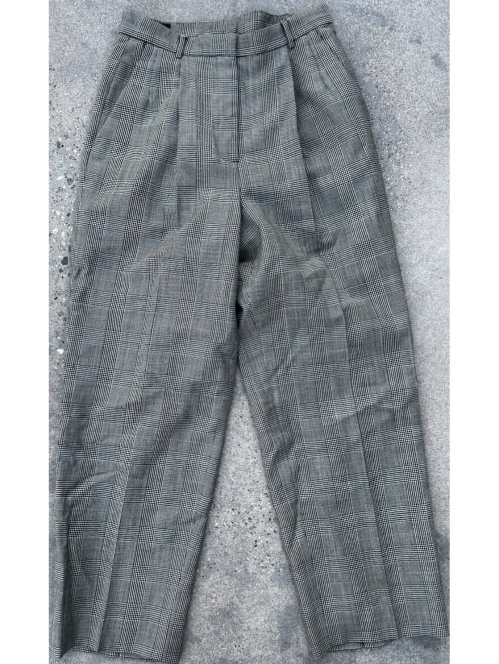 Mens gray 100% wool trouser sz 26Wx27L Plaid Grey Womens Pant Acetate Lining